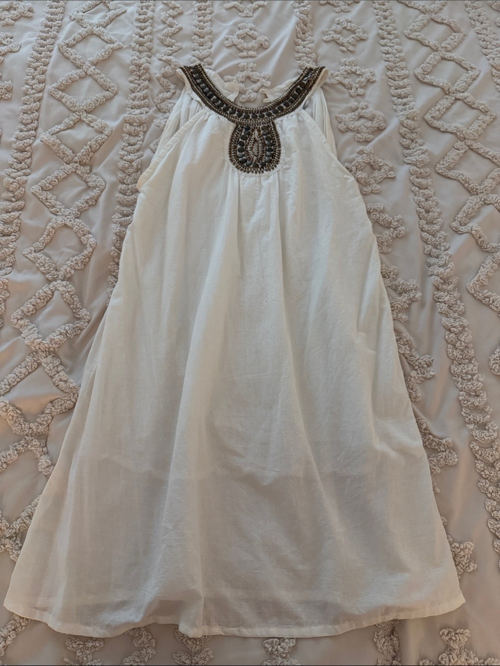 White Beaded Neckline Formal Dress for Women